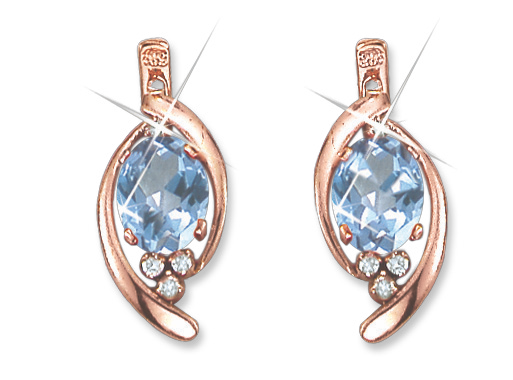 Ohrringe, Rotgold 585°, Brillant, Topas, englischer Verschluss, 25 mm Ohrringe, Rotgold 585°, Brillant, Topas, englischer Verschluss, 25 mm