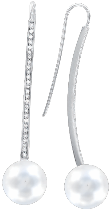 Ohrclips, Silber 925°, Zirkonia, Süßwasser-Zuchtperle, 55 mm Ohrclips, Silber 925°, Zirkonia, Süßwasser-Zuchtperle, 55 mm