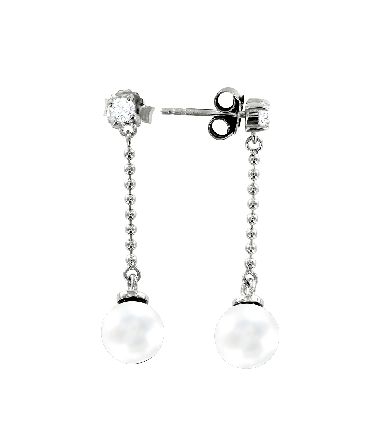 Ohrhänger, Silber 925° , Zirkonia, Süßwasser-Zuchtperle, 30 mm Ohrhänger, Silber 925° , Zirkonia, Süßwasser-Zuchtperle, 30 mm