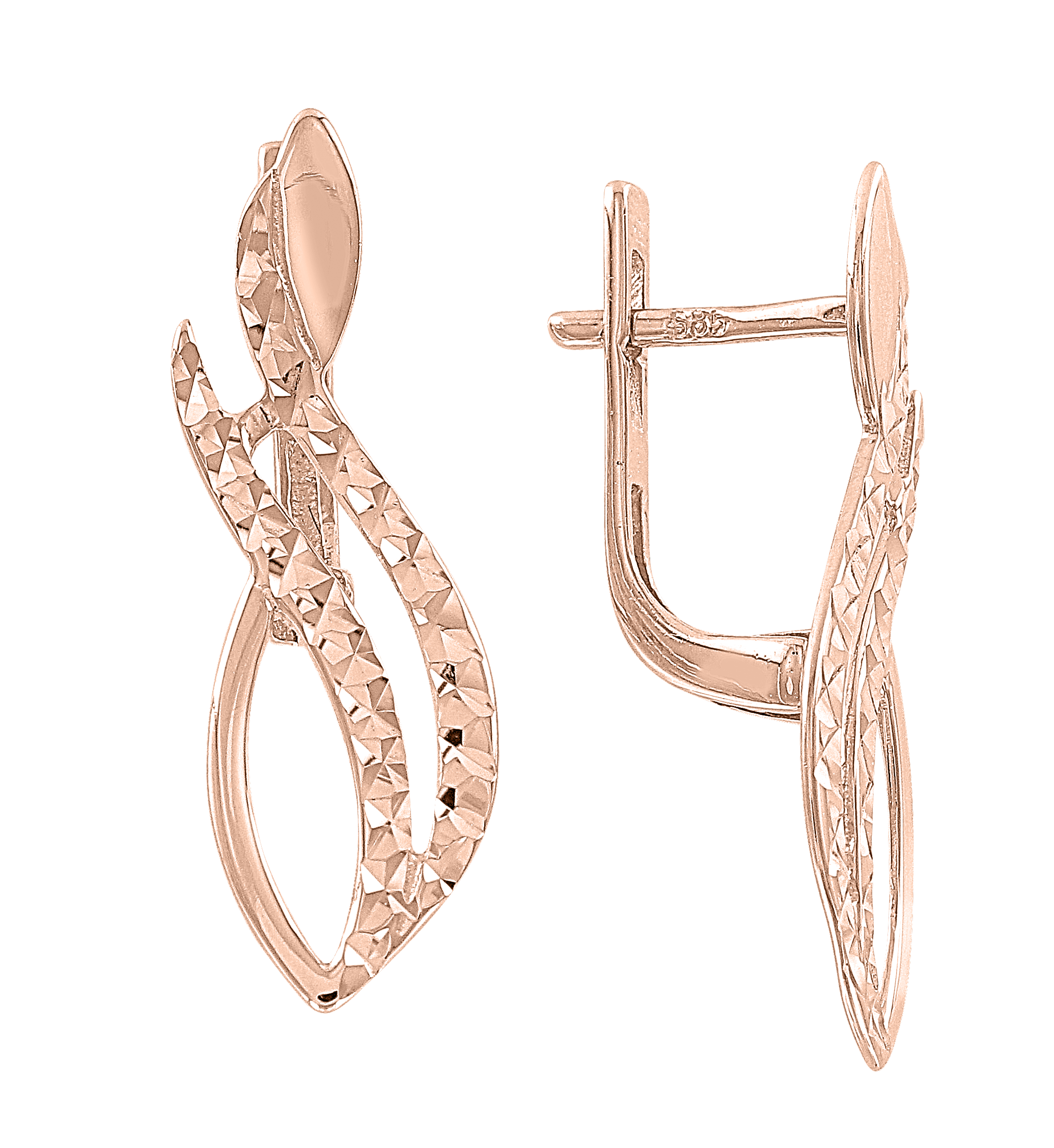 Ohrringe, Rotgold 585°, Ohne Einsatz, englischer Verschluss, 27 mm Ohrringe, Rotgold 585°, Ohne Einsatz, englischer Verschluss, 27 mm