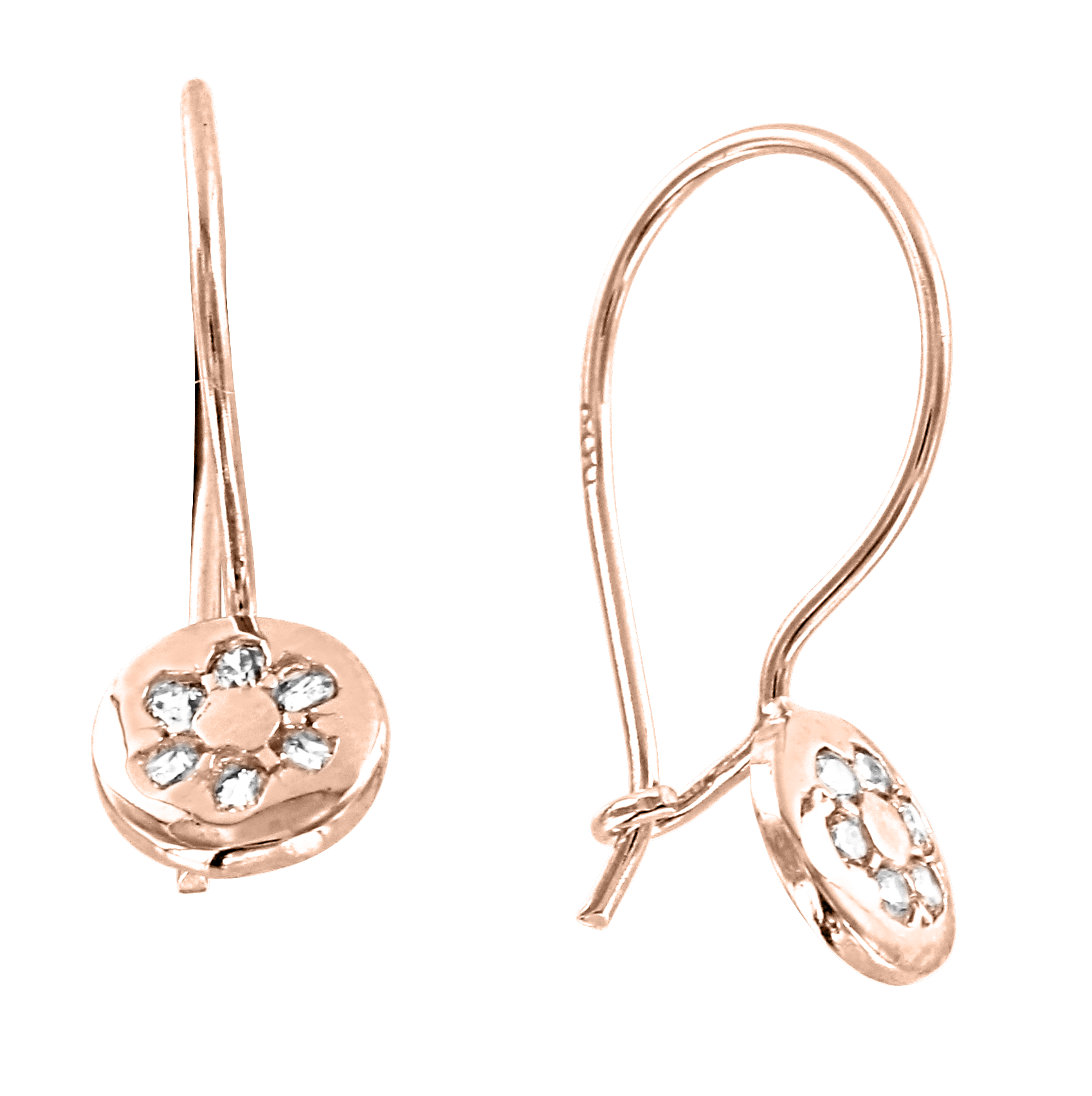 Ohrringe, Rotgold 585°, Zirkonia, französischer Verschluss, 16 mm Ohrringe, Rotgold 585°, Zirkonia, französischer Verschluss, 16 mm