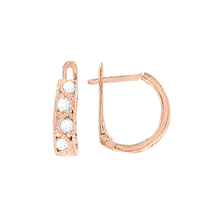 Ohrringe, Rotgold 585°, Zirkonia, englischer Verschluss, 11 mm Ohrringe, Rotgold 585°, Zirkonia, englischer Verschluss, 11 mm