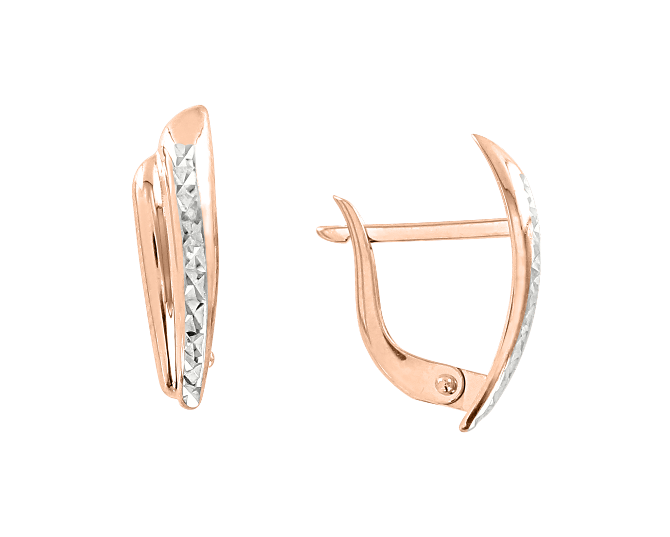 Серьги, красное / белое золото 585°, английская застежка, 17 мм Серьги, красное / белое золото 585°, английская застежка, 17 мм