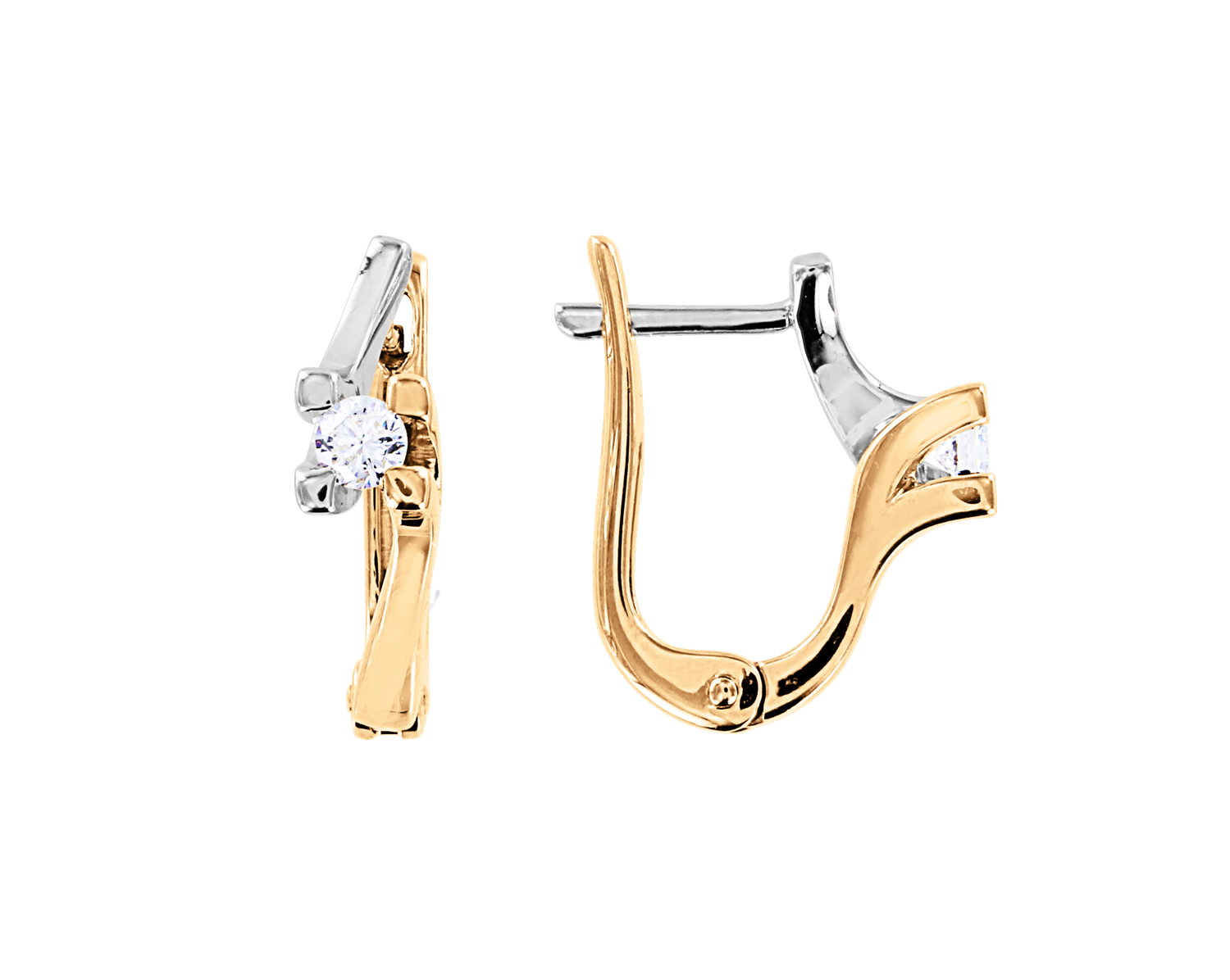 Ohrringe, Gelb- / Weißgold 585°, Brillant, englischer Verschluss, 16 mm Ohrringe, Gelb- / Weißgold 585°, Brillant, englischer Verschluss, 16 mm