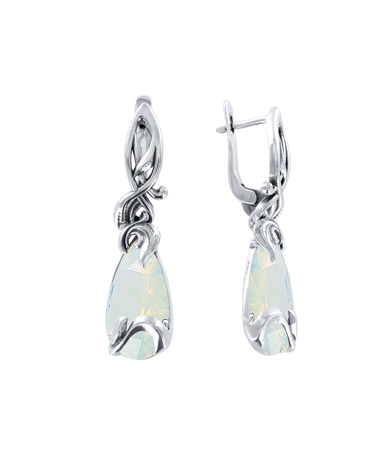 Серьги-подвески, серебро 925°, лунный камень, 40 мм Серьги-подвески, серебро 925°, лунный камень, 40 мм