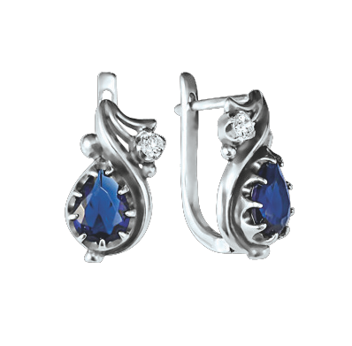 Ohrringe, Silber 925°, Saphirs HTS, englischer Verschluss, 19 mm Ohrringe, Silber 925°, Saphirs HTS, englischer Verschluss, 19 mm