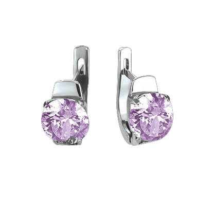 Ohrringe, Silber 925°, Amethyst, englischer Verschluss, 14 mm Ohrringe, Silber 925°, Amethyst, englischer Verschluss, 14 mm