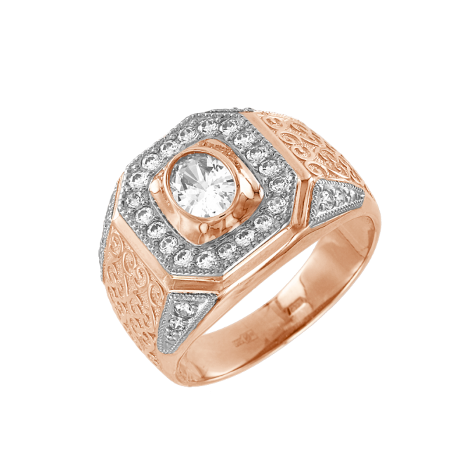 Siegelring, Rot- / Weißgold 585°, Zirkonia, Größen 19,0mm - 23,00 mm Siegelring, Rot- / Weißgold 585°, Zirkonia, Größen 19,0mm - 23,00 mm