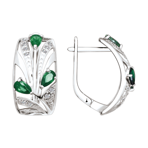 Ohrringe, Silber 925°, Zirkonia, englischer Verschluss, 21 mm Ohrringe, Silber 925°, Zirkonia, englischer Verschluss, 21 mm