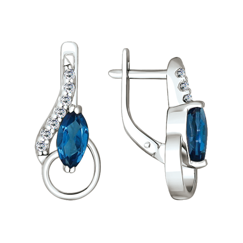 Ohrringe, Silber 925°, Topas, Zirkonia, englischer Verschluss, 23 mm Ohrringe, Silber 925°, Topas, Zirkonia, englischer Verschluss, 23 mm