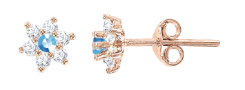 Детские серьги гвоздики, красное золото 585°, фианит Детские серьги гвоздики, красное золото 585°, фианит