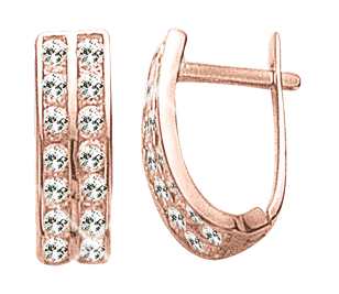 Ohrringe, Rotgold 585°, Zirkonia, englischer Verschluss, 17 mm Ohrringe, Rotgold 585°, Zirkonia, englischer Verschluss, 17 mm