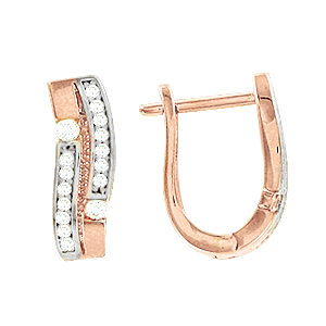 Ohrringe, Rotgold 585°, Zirkonia, englischer Verschluss, 16 mm Ohrringe, Rotgold 585°, Zirkonia, englischer Verschluss, 16 mm