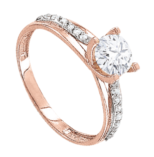 Verlobungsring,Rot- / Weißgold585°, Zirkonia, Größen 16,0 mm - 19,5 mm Verlobungsring,Rot- / Weißgold585°, Zirkonia, Größen 16,0 mm - 19,5 mm
