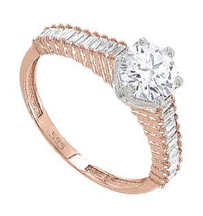 Verlobungsring,Rot- / Weißgold585°, Zirkonia, Größen 16,0 mm - 19,5 mm Verlobungsring,Rot- / Weißgold585°, Zirkonia, Größen 16,0 mm - 19,5 mm