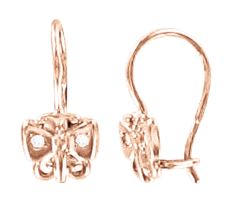Ohrringe, Rotgold 585°, Zirkonia, französischer Verschluss, 15 mm Ohrringe, Rotgold 585°, Zirkonia, französischer Verschluss, 15 mm