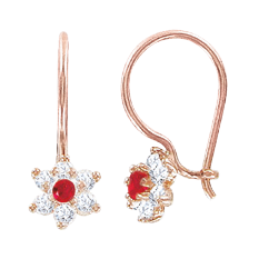Серьги, красное золото 585°, фианит, французкая застежка, 15 мм Серьги, красное золото 585°, фианит, французкая застежка, 15 мм