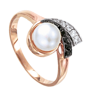 Damenring, Rotgold 585° , Zirkonia, Süßwasser-Zuchtperle, Größen 16,0 mm - 19,5 mm Damenring, Rotgold 585° , Zirkonia, Süßwasser-Zuchtperle, Größen 16,0 mm - 19,5 mm