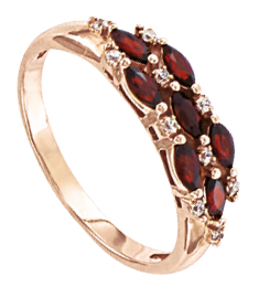 Damenring Rotgold mit Granat und Zirkonia 10114/dr 16,0mm - 19,5mm Damenring Rotgold mit Granat und Zirkonia 10114/dr 16,0mm - 19,5mm