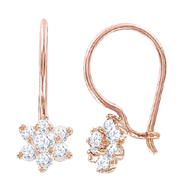 Ohrringe, Rotgold 585°, Zirkonia, französischer Verschluss, 18 mm Ohrringe, Rotgold 585°, Zirkonia, französischer Verschluss, 18 mm