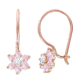 Ohrringe, Rotgold 585°, Zirkonia, französischer Verschluss, 18 mm Ohrringe, Rotgold 585°, Zirkonia, französischer Verschluss, 18 mm
