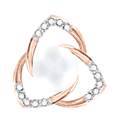 Anhänger, Rotgold 585°, Zirkonia, Süßwasser-Zuchtperle, 16 mm Anhänger, Rotgold 585°, Zirkonia, Süßwasser-Zuchtperle, 16 mm