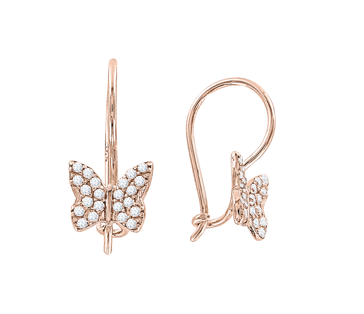 Ohrringe, Rotgold 585°, Zirkonia, französischer Verschluss, 15 mm Ohrringe, Rotgold 585°, Zirkonia, französischer Verschluss, 15 mm