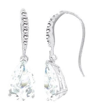 Ohrringe, Silber 925° , Zirkonia, Haken, 27 mm