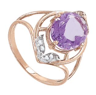 Damenring, Rotgold 585°, Amethyst, ZirkoniaGrößen 16,0 mm - 19,5 mm Damenring, Rotgold 585°, Amethyst, ZirkoniaGrößen 16,0 mm - 19,5 mm