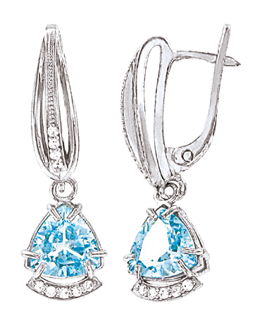 Ohrringe, Silber 925°, Zirkonia, Blauer Topas, englischer Verschluss Ohrringe, Silber 925°, Zirkonia, Blauer Topas, englischer Verschluss