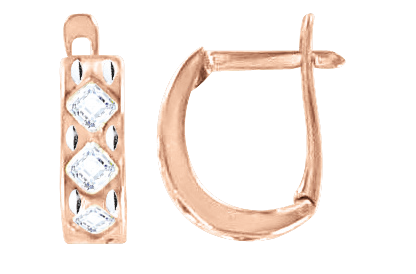Ohrringe, Rotgold 585°, Zirkonia, englischer Verschluss, 13 mm Ohrringe, Rotgold 585°, Zirkonia, englischer Verschluss, 13 mm