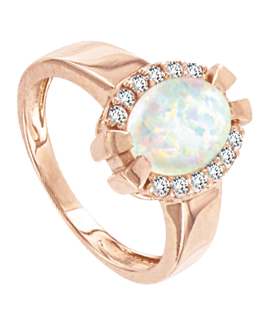 Damenring, Rotgold 585° , Zirkonia, Opal, Größen 16,0 mm - 19,5 mm Damenring, Rotgold 585° , Zirkonia, Opal, Größen 16,0 mm - 19,5 mm