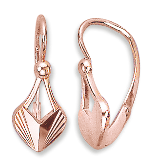 Ohrringe, Rotgold 585°, Ohne Einsatz, französischer Verschluss, 24 mm Ohrringe, Rotgold 585°, Ohne Einsatz, französischer Verschluss, 24 mm