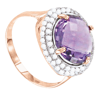 Damenring, Rot- / Weißgold 585°, Amethyst, Größen 16 mm - 19,5 mm Damenring, Rot- / Weißgold 585°, Amethyst, Größen 16 mm - 19,5 mm
