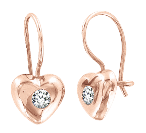 Ohrringe, Rotgold 585°, Zirkonia, französischer Verschluss, 18 mm Ohrringe, Rotgold 585°, Zirkonia, französischer Verschluss, 18 mm