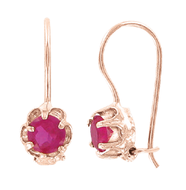 Ohrringe, Rotgold 585°, Zirkonia, französischer Verschluss, 18 mm Ohrringe, Rotgold 585°, Zirkonia, französischer Verschluss, 18 mm