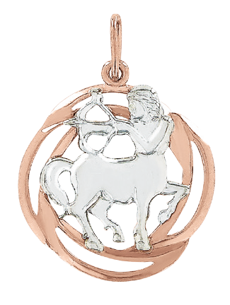 Знак зодиака Стрелец, красное / белое золото 585°, 31 мм Знак зодиака Стрелец, красное / белое золото 585°, 31 мм