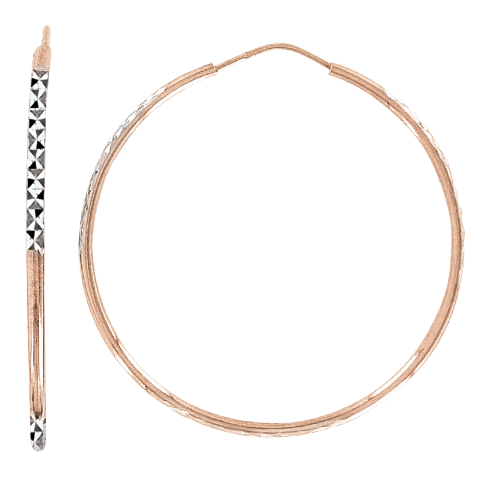 Серьги-кольца, красное / белое золото 585°, Ø 35 мм Серьги-кольца, красное / белое золото 585°, Ø 35 мм