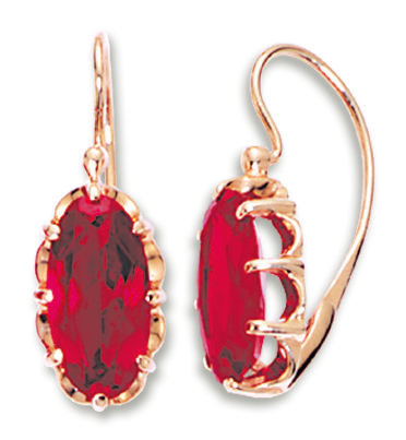 Ohrringe, Rotgold 585°, Rubin, französischer Verschluss, 26 mm Ohrringe, Rotgold 585°, Rubin, französischer Verschluss, 26 mm