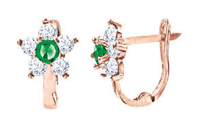 Ohrringe, Rotgold 585°, Zirkonia, englischer Verschluss, 10 mm Ohrringe, Rotgold 585°, Zirkonia, englischer Verschluss, 10 mm