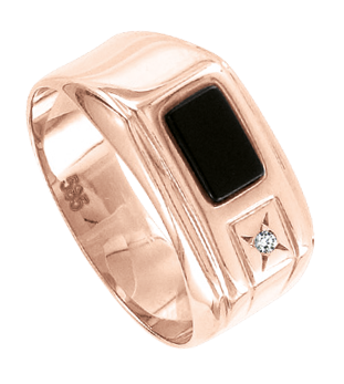 Siegelring, Rotgold 585°, Onyx, Zirkonia, Größen 19,0mm - 23,00 mm Siegelring, Rotgold 585°, Onyx, Zirkonia, Größen 19,0mm - 23,00 mm