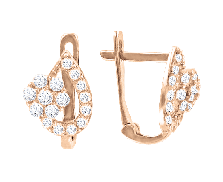 Ohrringe, Rotgold 585°, Zirkonia, englischer Verschluss, 11 mm Ohrringe, Rotgold 585°, Zirkonia, englischer Verschluss, 11 mm