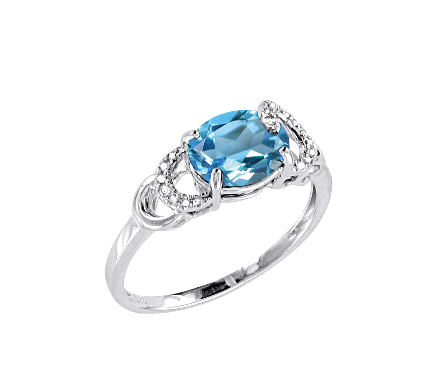 Damenring, Weißgold 585° , Brillant, London blauer Topas, Größen 16,0 mm - 19,5 mm Damenring, Weißgold 585° , Brillant, London blauer Topas, Größen 16,0 mm - 19,5 mm