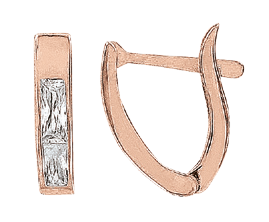 Ohrringe, Rotgold 585°, Zirkonia, englischer Verschluss, 13 mm Ohrringe, Rotgold 585°, Zirkonia, englischer Verschluss, 13 mm
