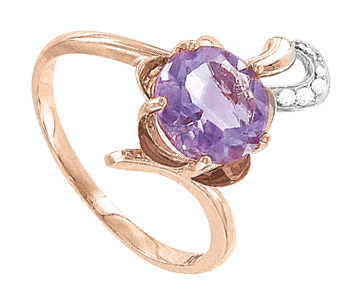 Damenring Rotgold mit Amethyst und Zirkonia 11060/dr 16,0mm - 19,5mm Damenring Rotgold mit Amethyst und Zirkonia 11060/dr 16,0mm - 19,5mm