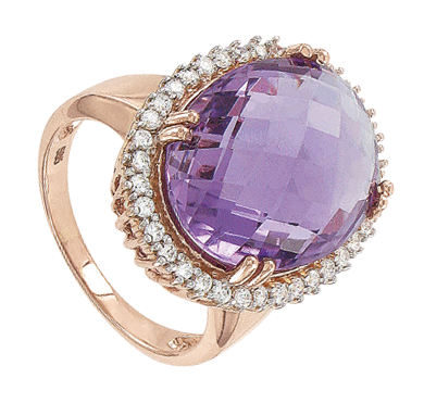 Damenring, Rotgold 585° , Amethyst, Zirkonia, Größen 16,0 mm - 19,5 mm Damenring, Rotgold 585° , Amethyst, Zirkonia, Größen 16,0 mm - 19,5 mm
