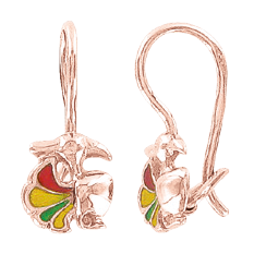 Ohrringe, Rotgold 585°, Emaille, französischer Verschluss, 16 mm Ohrringe, Rotgold 585°, Emaille, französischer Verschluss, 16 mm